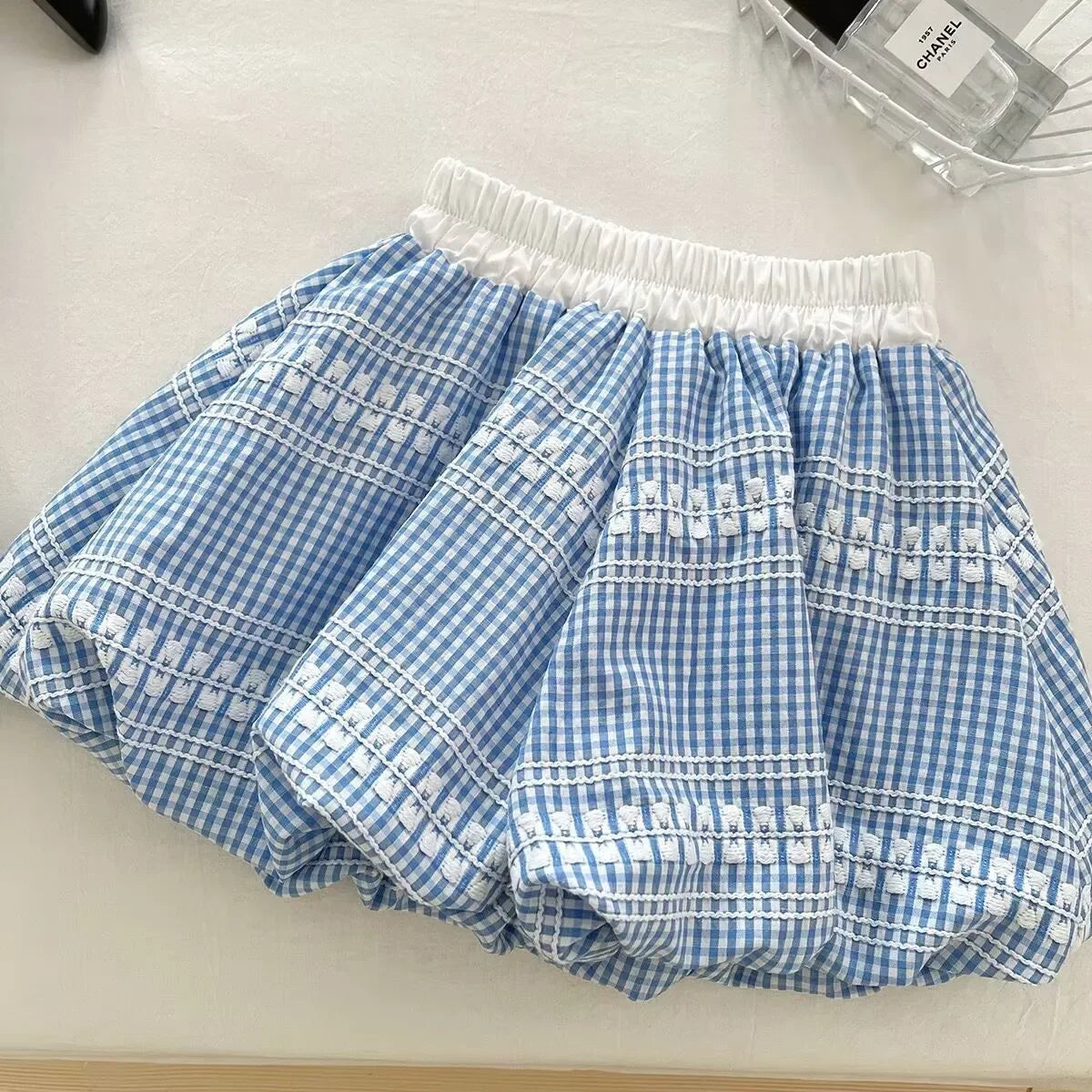 Blue Garden ā Light Blue Gingham Girls Set
