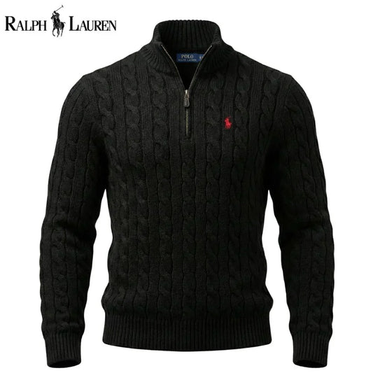 RL Chunky Cable-Knit Cotton Quarter-Zip Sweater