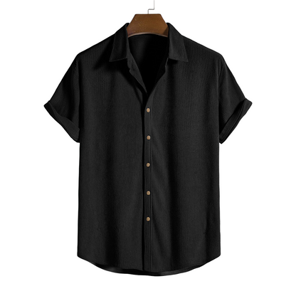 Short-Sleeved Corduroy Button Up Shirt & Shorts