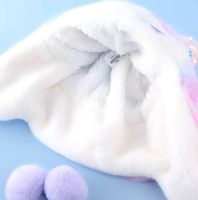 Blue Ice Princess Plush Winter Hat for Kids