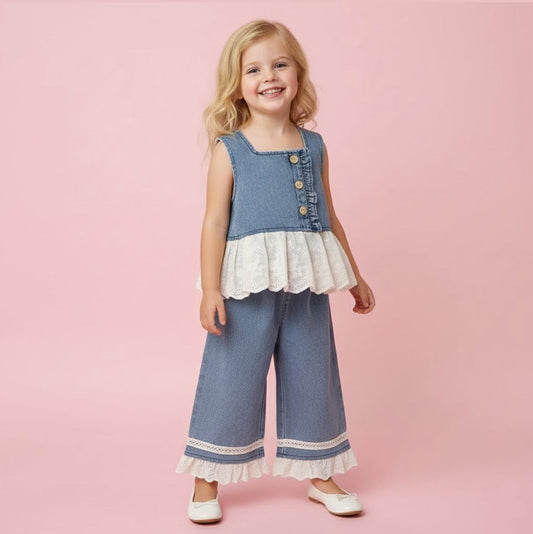 Denim Lace Girls Set