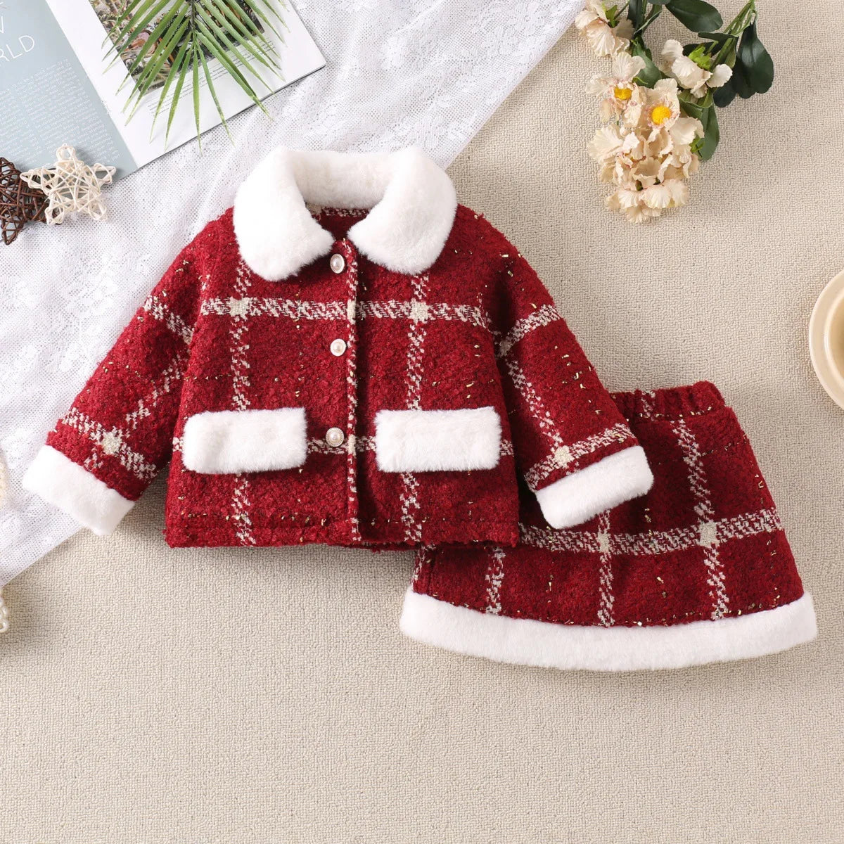 Charming Winter Sparkle Set – Red & White Elegance