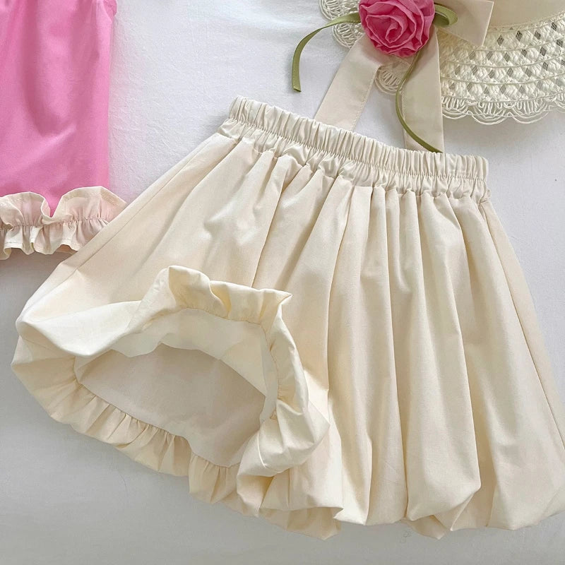 Pink Floral Appliqué Girls Set