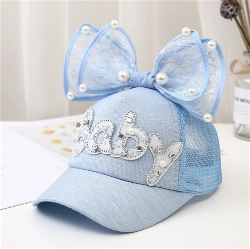 Sparkle Bunny Baseball Cap – Glam Bow Hat for Girls