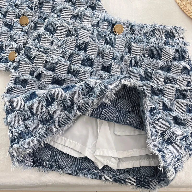Braided Denim Girls Set
