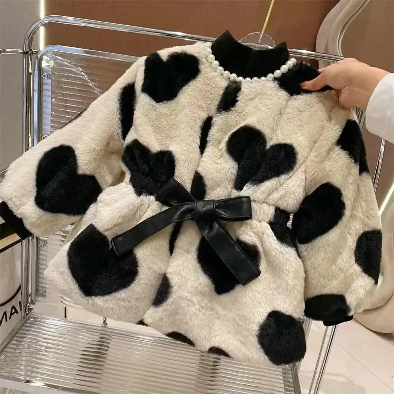 Chic Hearts Faux Fur Coat