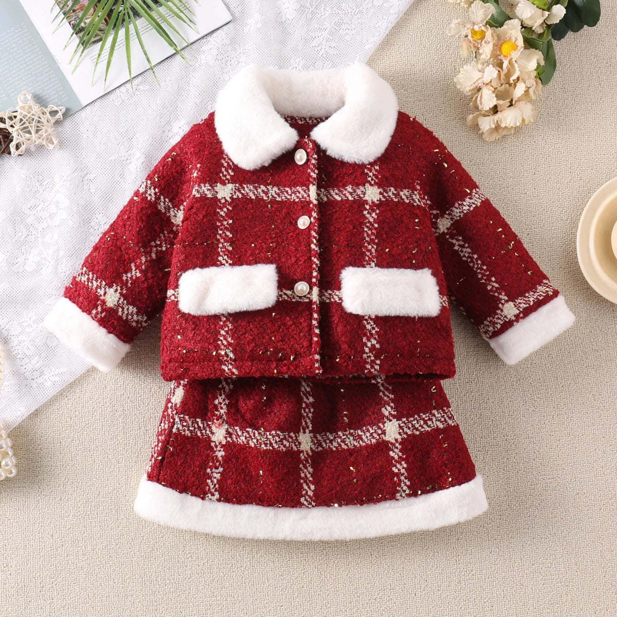 Charming Winter Sparkle Set – Red & White Elegance