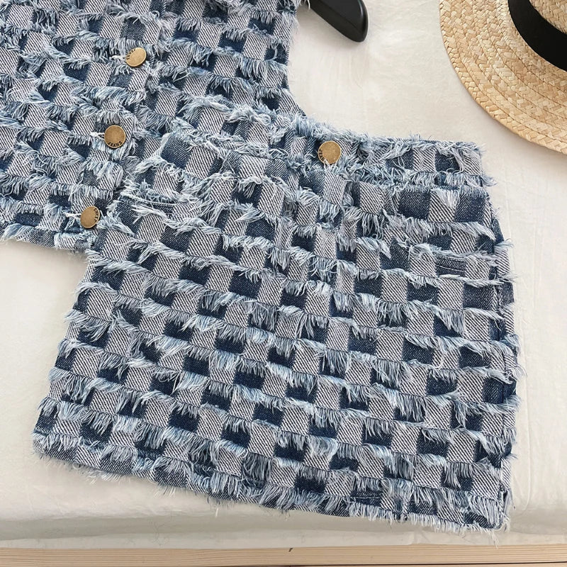 Braided Denim Girls Set