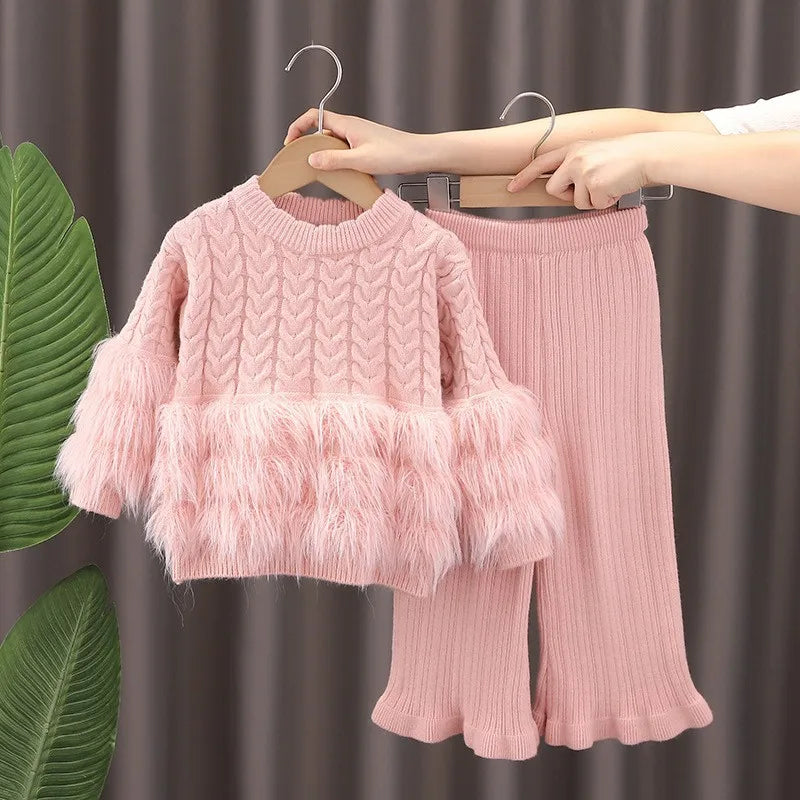 2-Piece Knit & Faux Fur Set