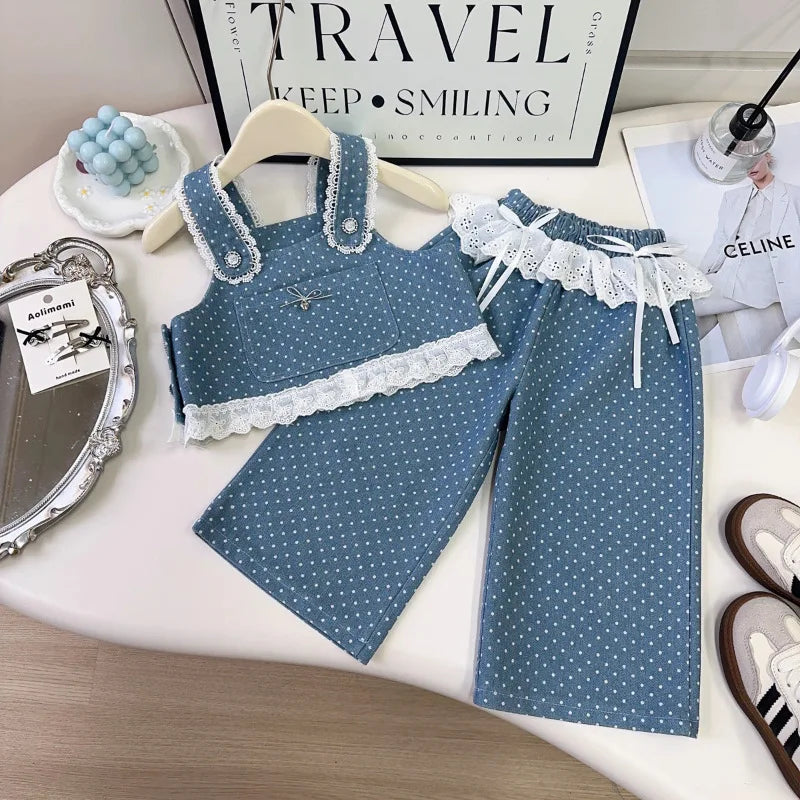 Blueberry Dots & Lace – 3-Piece Set Full of Vintage Charm