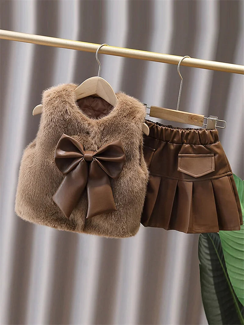 Velvet Bow Fur Vest