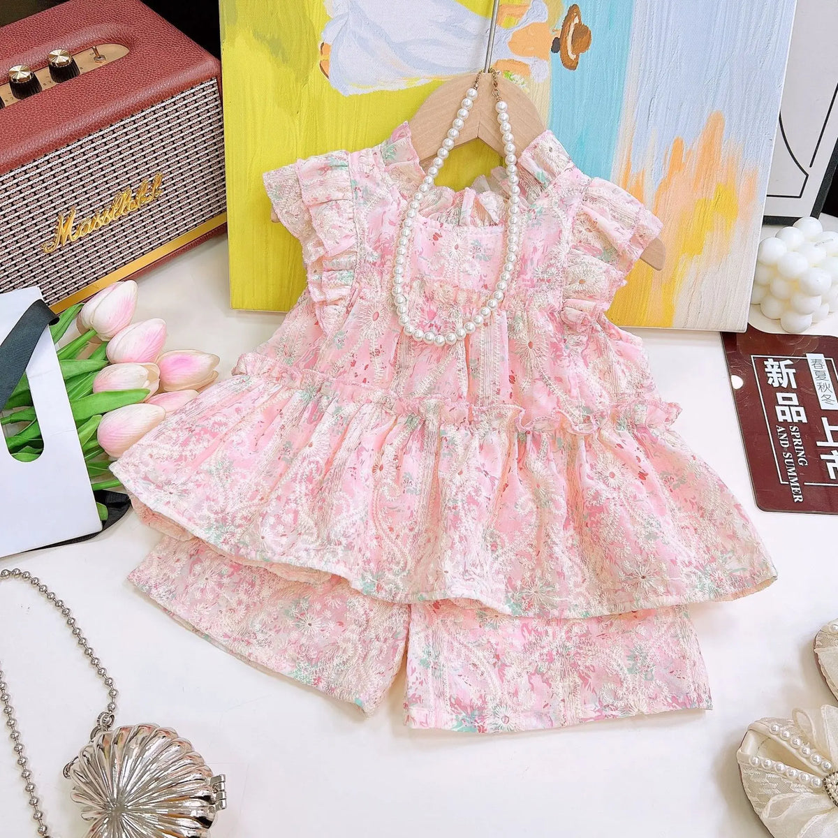 Rosy Garden – Pink Ruffle Girls Set