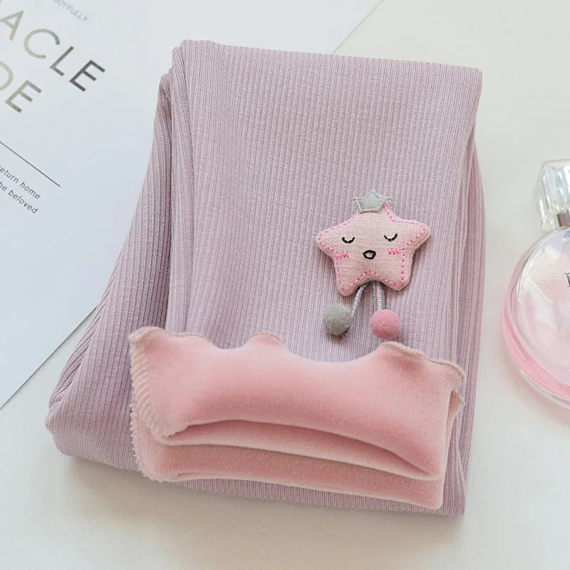 Fleece-Lined Star Leggings for Girls
