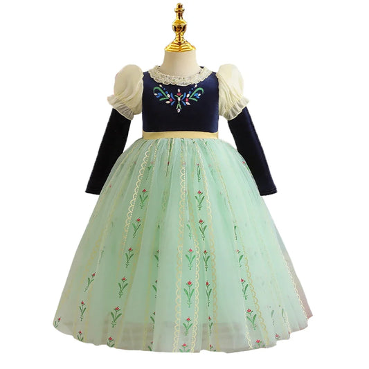 Autumn Princess blue and green gown costume for girls – Magic Tree Kids