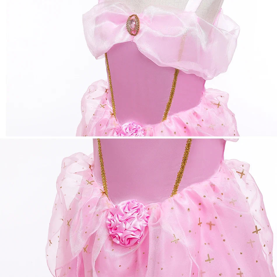 Blush Rose Princess Costume for girls, back view – Magic Tree Kids