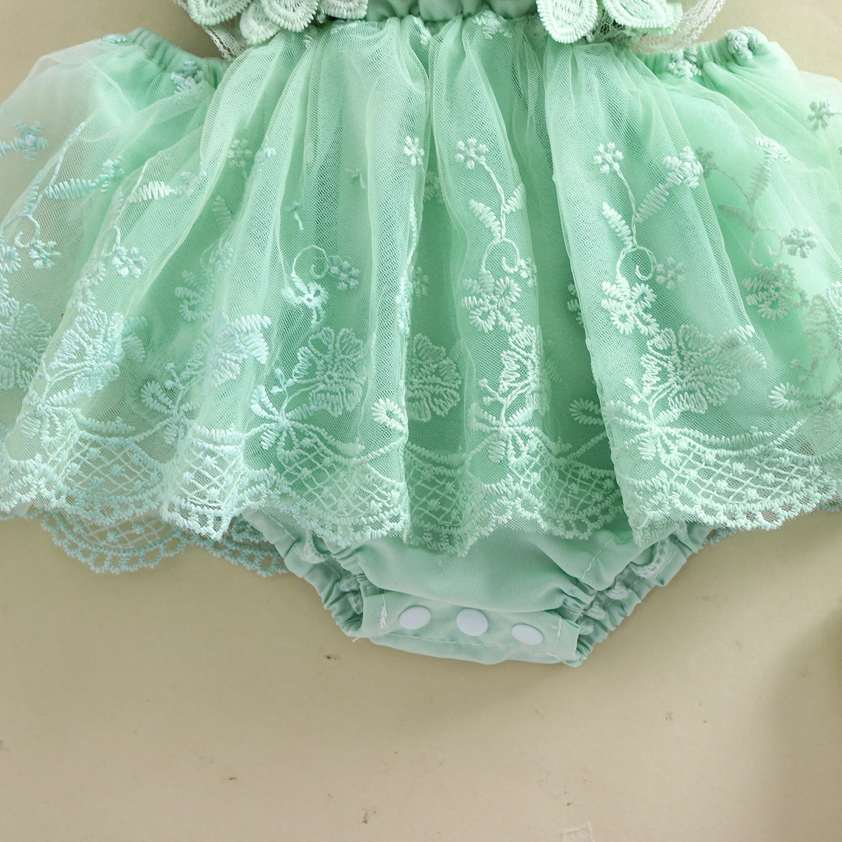 3D Blossom Lace Baby Romper Set