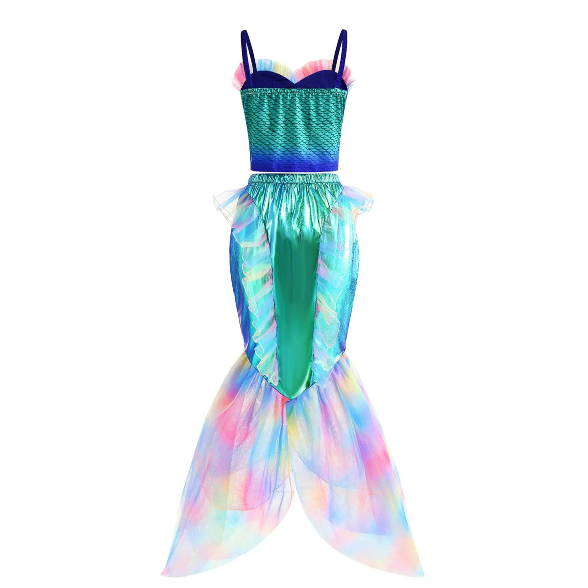Enchanted Rainbow Mermaid costume for girls, front view – Magic Tree Kids