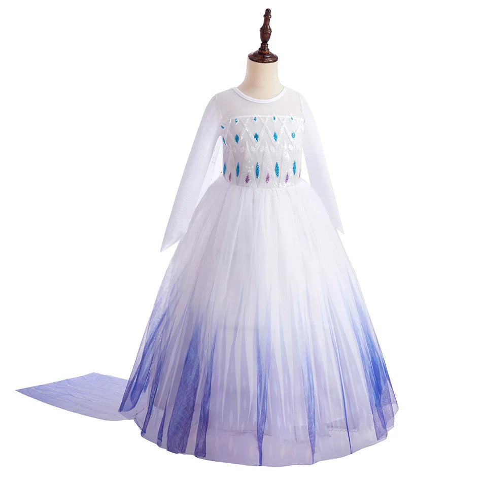Frostlight Queen ice princess costume for girls, front view – Magic Tree Kids