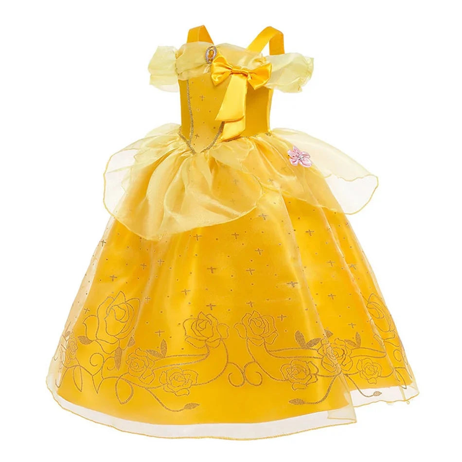 Golden Dream Princess Dress for girls, front view – Magic Tree Kids