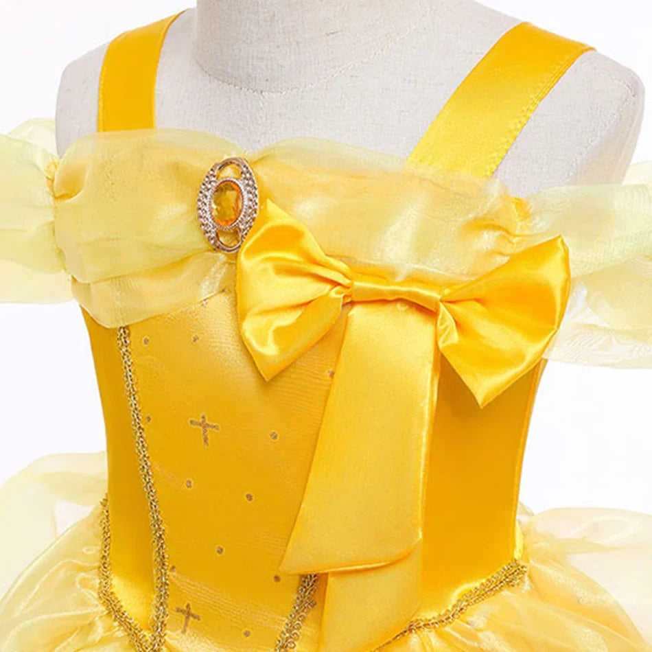 Golden Dream Princess Dress for girls, back view – Magic Tree Kids