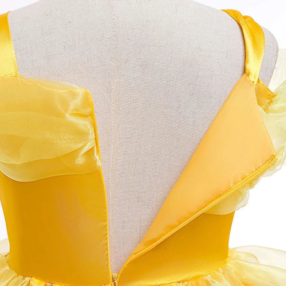 Golden Dream Princess Dress for girls, close-up – Magic Tree Kids
