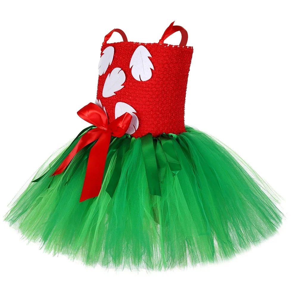 Hawaiian Island Girl costume with flower tiara, detail view – Magic Tree Kids