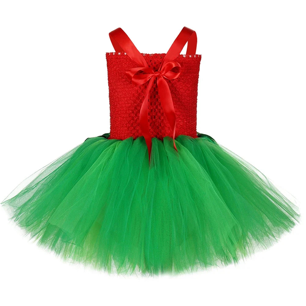 Hawaiian Island Girl costume with flower tiara, back view – Magic Tree Kids