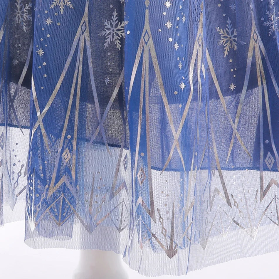 Ice Princess velvet and snowflake tulle costume for girls, close-up – Magic Tree Kids