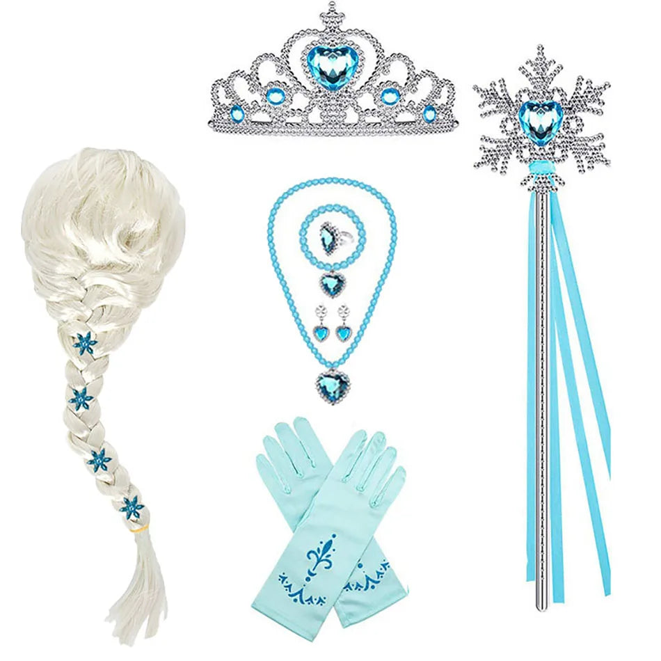 Ice Queen princess accessory set with wig, crown, wand and gloves for girls – Magic Tree Kids