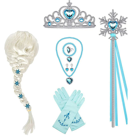 Ice Queen princess accessory set with wig, crown, wand and gloves for girls – Magic Tree Kids