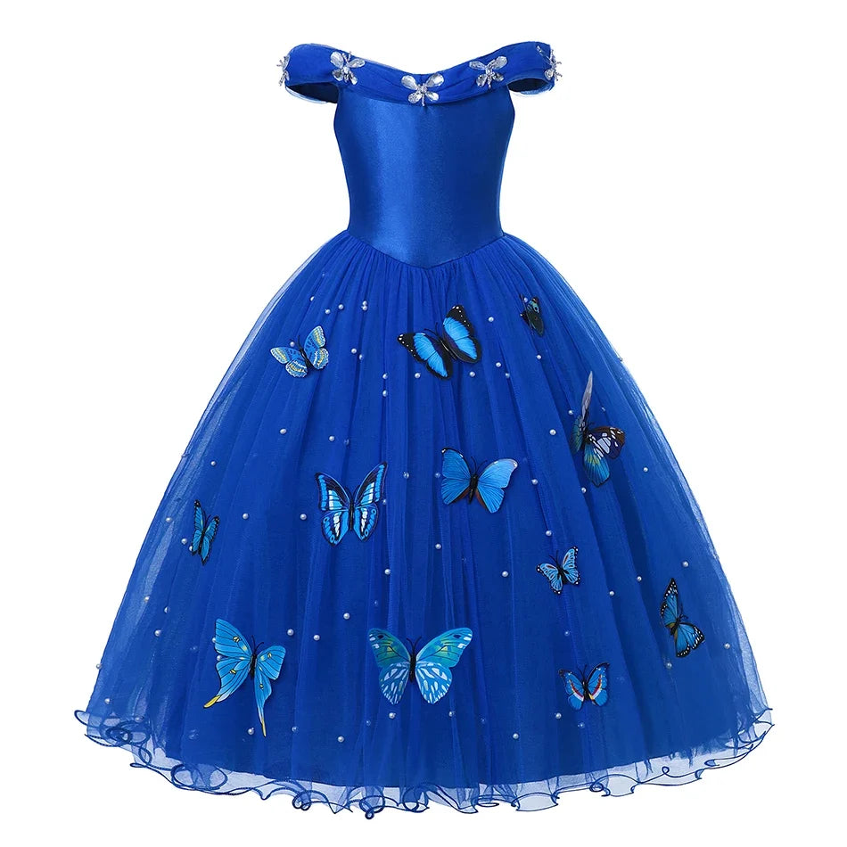 Midnight Bloom Butterfly Dress for girls, front view – Magic Tree Kids