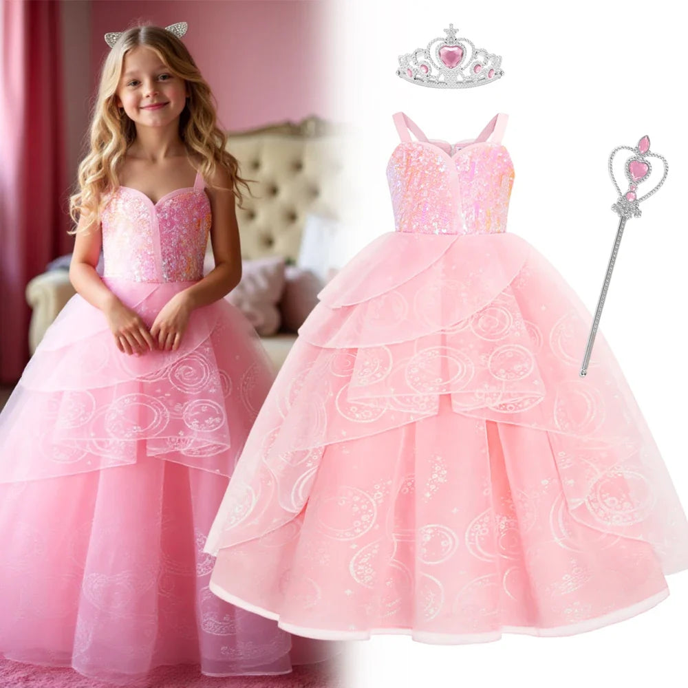 Pink Princess Costume for girls, detail view – Magic Tree Kids
