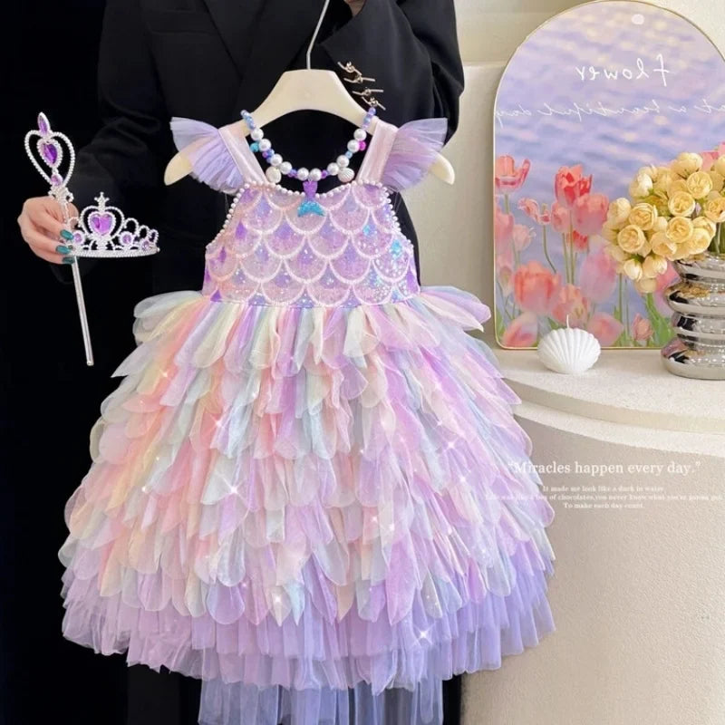 Rainbow Mermaid princess dress for girls – Magic Tree Kids