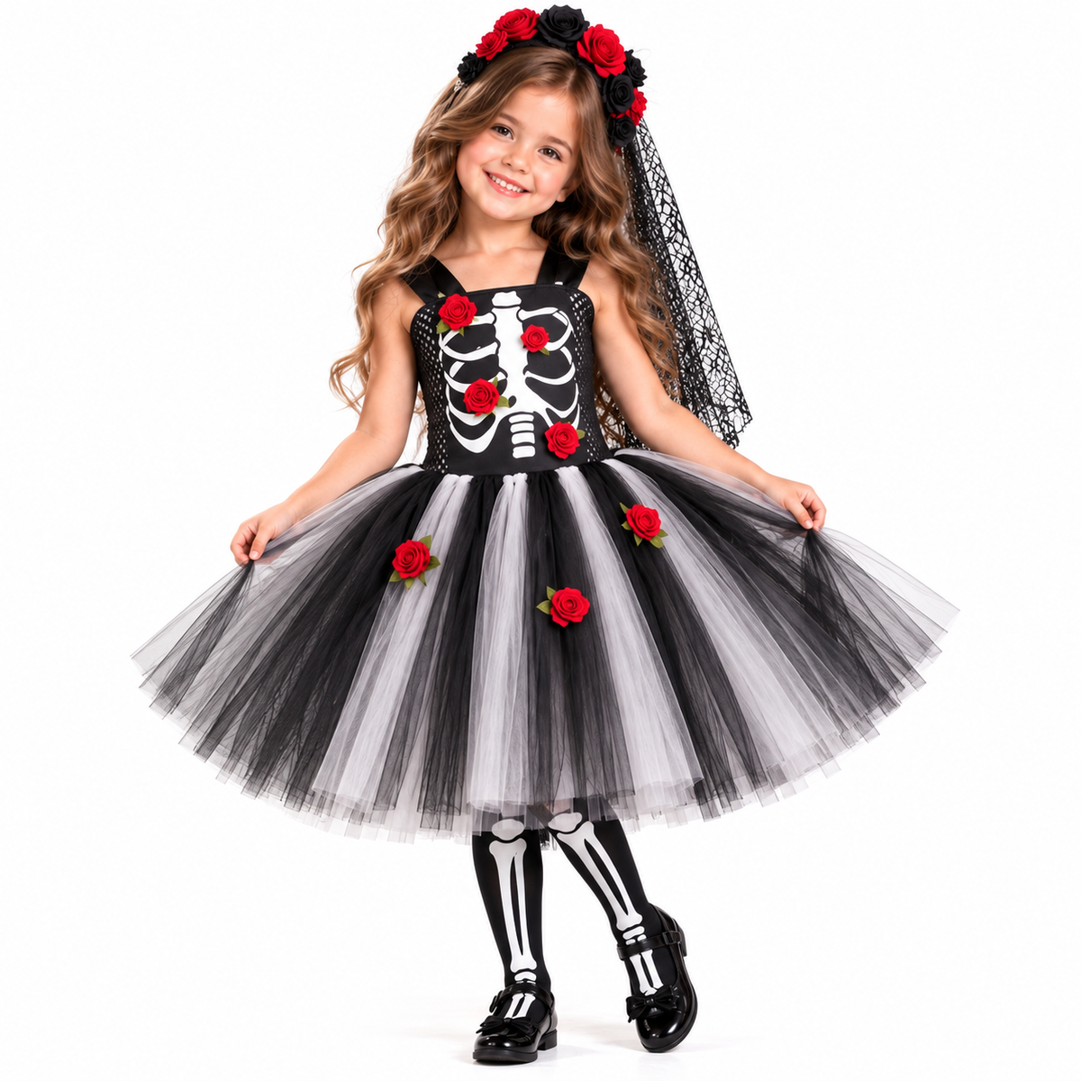Skeleton Rose Tutu Dress