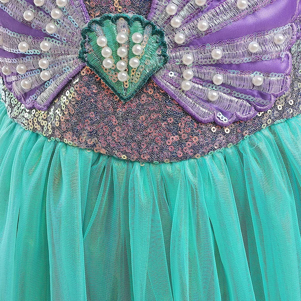 Undersea Sparkle dress for girls, bodice detail – Magic Tree Kids