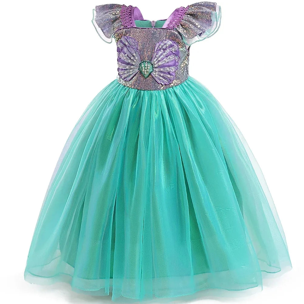 Undersea Sparkle dress for girls, close-up – Magic Tree Kids