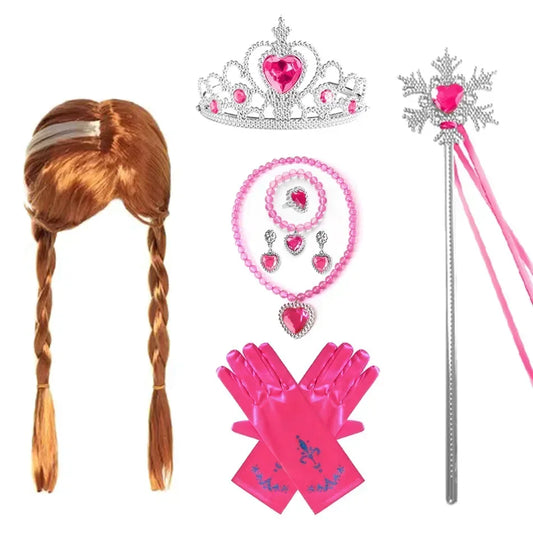 Winter Adventure princess accessory set with braided wig, crown and wand for girls – Magic Tree Kids