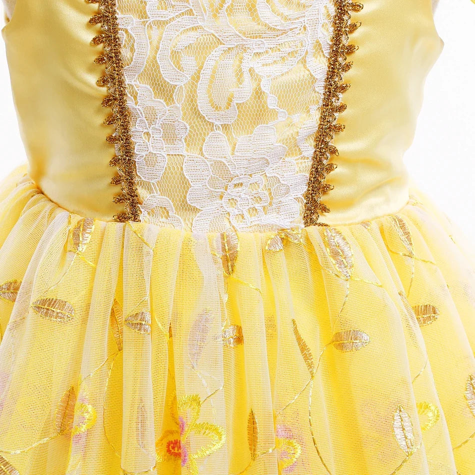 Yellow Princess Dress for girls, front view – Magic Tree Kids