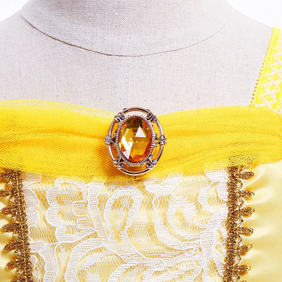 Yellow Princess Dress for girls, back view – Magic Tree Kids